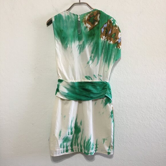 Zara NWT Size Small Green Short Abstract Tie Dye Dress - Picture 7 of 16